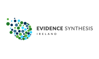 Logo for Evidence Synthesis Ireland showing scattered blue and green dots forming a partial circular shape