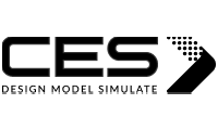 CES logo with the slogan Design Model Simulate below. The logo features CES in bold